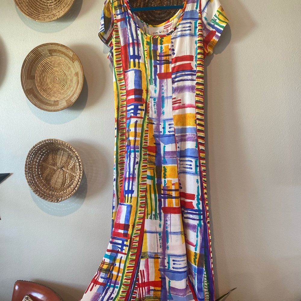 Jams World Multicolor Abstract Stripe Maxi Dress